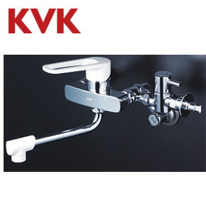 乐天商城 - KVK キッチン用蛇口 壁 シングルレバー混合水栓 首長170mm 給水・給湯接続専用分岐付 一般地 MSK110KB