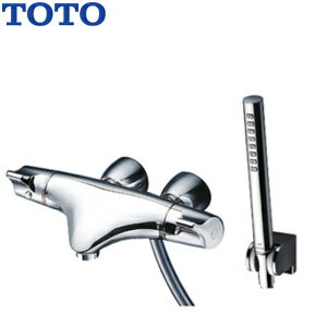 TOTO 浴室用蛇口 ニューウエーブシリーズ 壁 洗い場専用 サーモスタット付シャワーバス混合水栓 コンフォートウエーブシャワー(メタル) シリンダー形 スパウト57mm ストレート脚 湯水芯90mm 一般地 TMNW40BY6