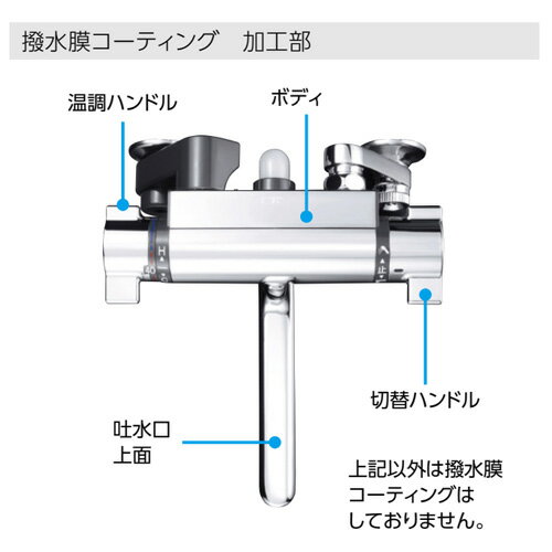 KVK 浴室用蛇口 壁 サーモスタット付シャワー 撥水 スパウト240mm 寒冷地 KF800WTR...