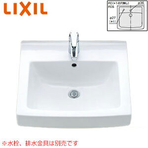 LIXIL 洗面器単品 オーバーカウンター式 角形 水栓取付穴径:φ36 中央1ヶ所 L-2150FC