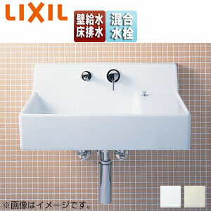 乐天商城 - LIXIL 洗面器セット サティス洗面器 壁掛式 角形 シングルレバー混合水栓 エコハンドル 床排水 壁給水 一般地 YL-A537SYA(C)