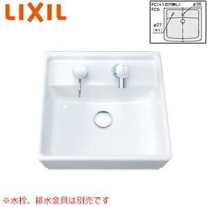 Rakuten - LIXIL 洗面器単品 ベッセル式 壁掛式 角形 380×380 水栓取付穴径:φ36 中央1ヶ所 L-531FC