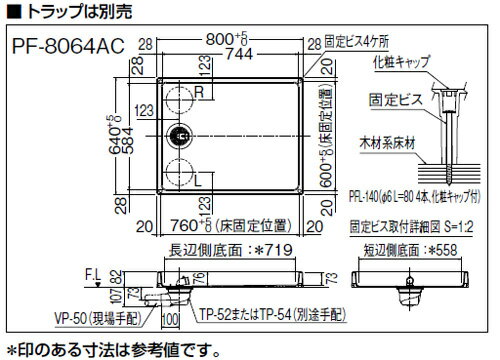 LIXIL 洗濯機パン 800サイズ 中央排水 BL認定品 ホワイト PF-8064AC/FW1-BL 2