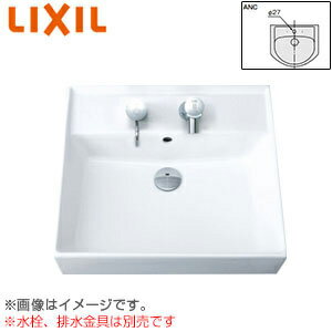 Rakuten - LIXIL 洗面器単品 ベッセル式 壁掛式 角形 500×450 水栓取付穴径:φ27 中央1ヶ所 L-555ANC