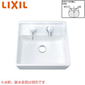 LIXIL 洗面器単品 ベッセル式 壁掛式 角形 380×380 水栓取付穴径:φ36、φ27 2ヶ所 L-531FCRS