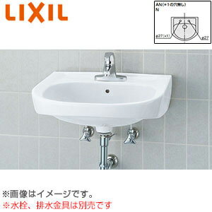 LIXIL 洗面器単品 壁掛式 角形 そで無大形 水栓取付穴径:φ27 右側1ヶ所 L-176UAN