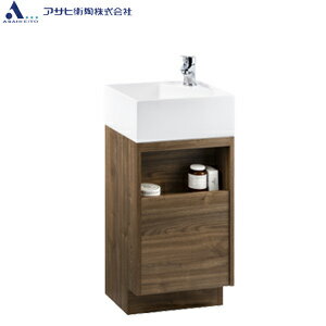 【送料無料】アサヒ衛陶 コンパクト洗面台 間口380mm 片開き シングルレバー混合水栓 床排水 一般地 LK..