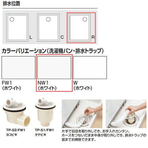 LIXIL 洗濯機パンセット 900サイズ 左排水 BL認定品 ホワイト PF-9064R/NW1-BL+排水トラップ