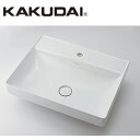 カクダイ 洗面器単品 デュラビット DuraSquare ハーフベッセル式 半埋込 角形 600×470 水栓取付穴径:φ35 中央1ヶ所 専用排水上部セット付...