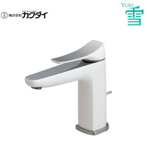 カクダイ 洗面用蛇口 雪 台 シングルレバー混合水栓 スパウト135mm 吐水口高さ106mm 引き棒付 一般地 ..