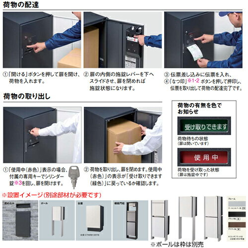 パナソニック 宅配ボックス コンボフラット ボックスのみ 前入 前出 FF シリンダー...