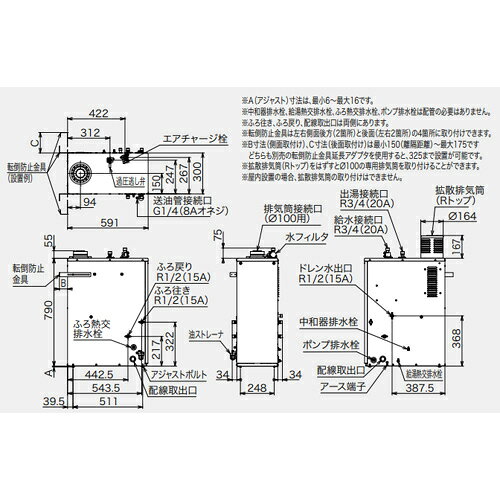 CHOFU 石油ふろ給湯器 エコフィール 浴室・台所リモコンセット オート 水道直圧式 屋外据置型 屋内据置型 4万キロ ステンレス外装 EHK-4771DSA+KR-111V