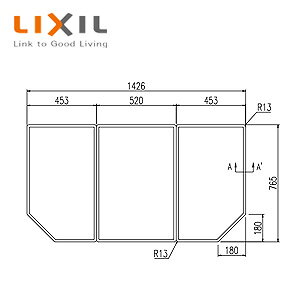 LIXIL ふろふた 組みふた 3枚組 765mm×453mm(2枚) 765mm×520mm(1枚) ホワイト グラ...