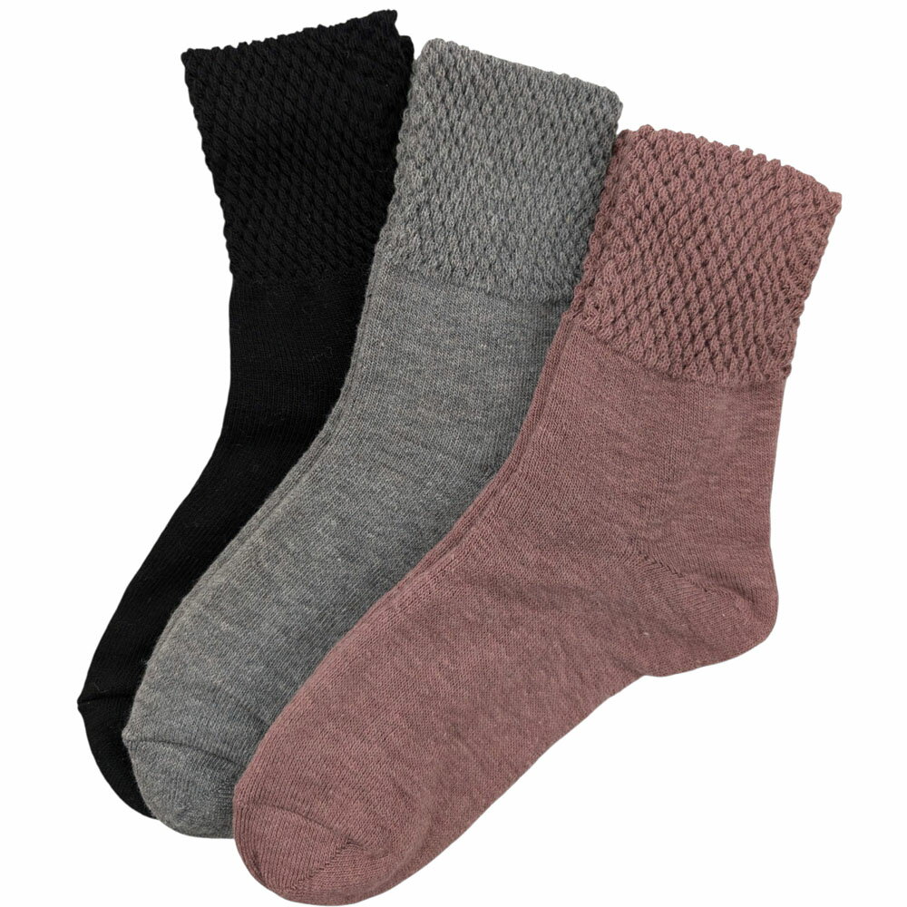 Rakuten - 内側シルク混のあったか2重編みソックス3足セット PL-2128