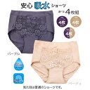 4枚組 おしゃれ 失禁ショーツ 20CC 失禁パンツ 軽失禁 吸水ショーツ パープル & ベージュ