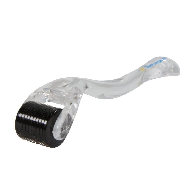 アイセラピー 家庭用チタン・ローラー ローラー型カッサマッサージ　0.2mm x 600本 無色透明ハンドル (黒)