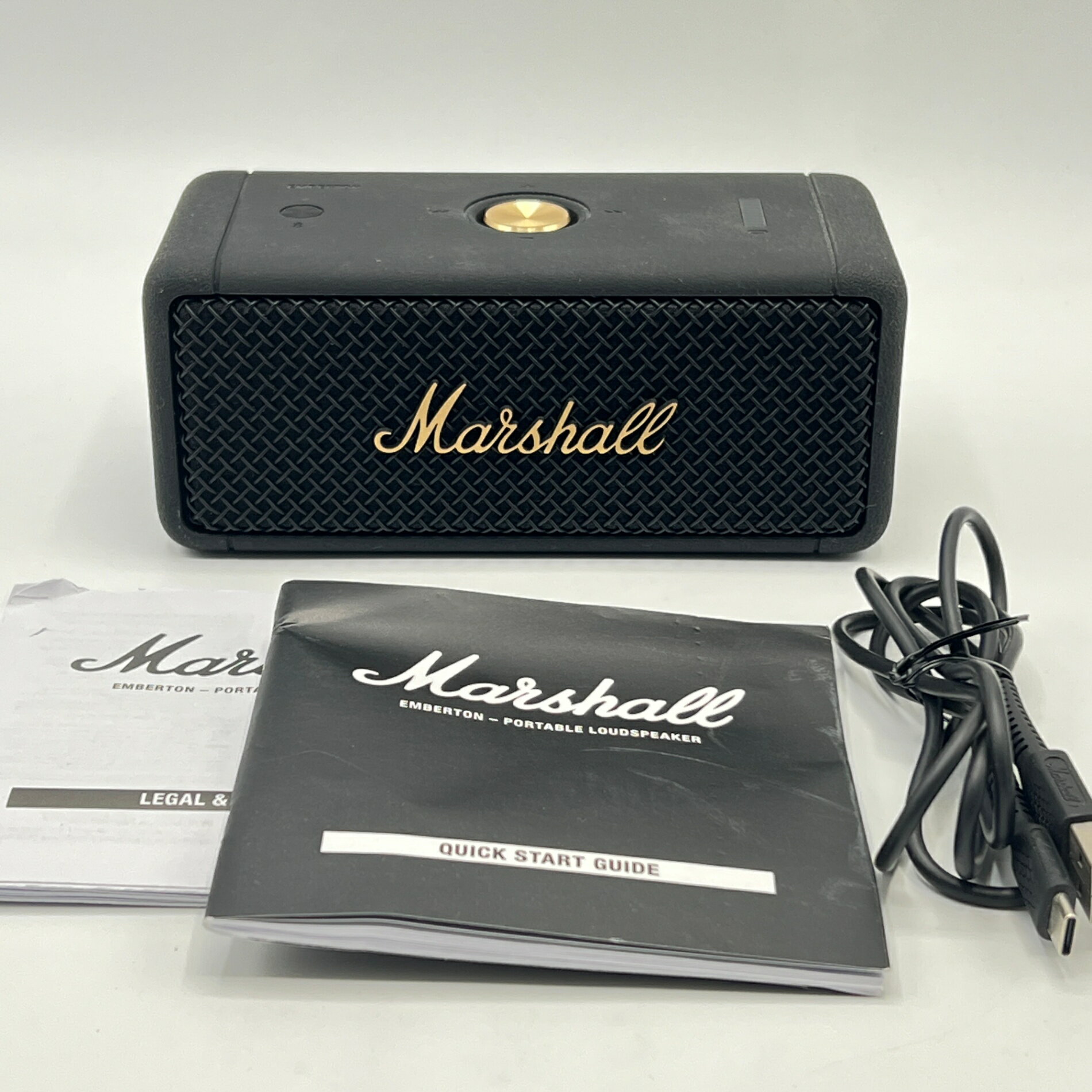 【美品】Marshall Emberton Black and Brass ポータブルワイヤレススピーカー マーシャル エンバートン 本体 【中古】