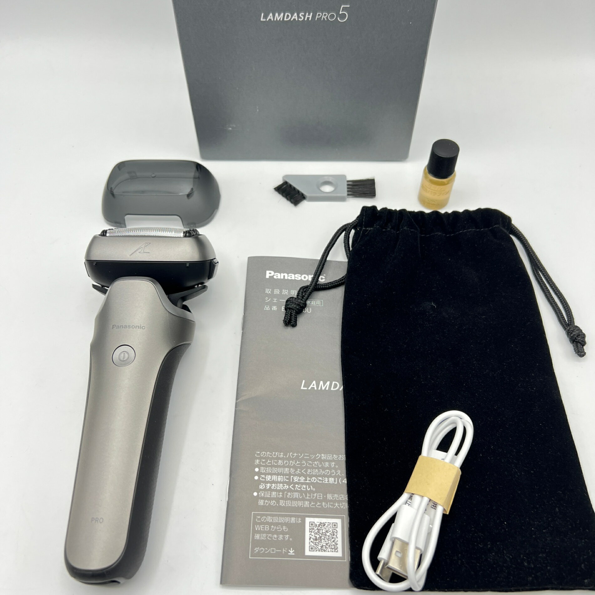 【美品】パナソニック ラムダッシュPRO 5 ES-L550U-S シルバー メンズシェーバー 5枚刃 Panasoni【中古】