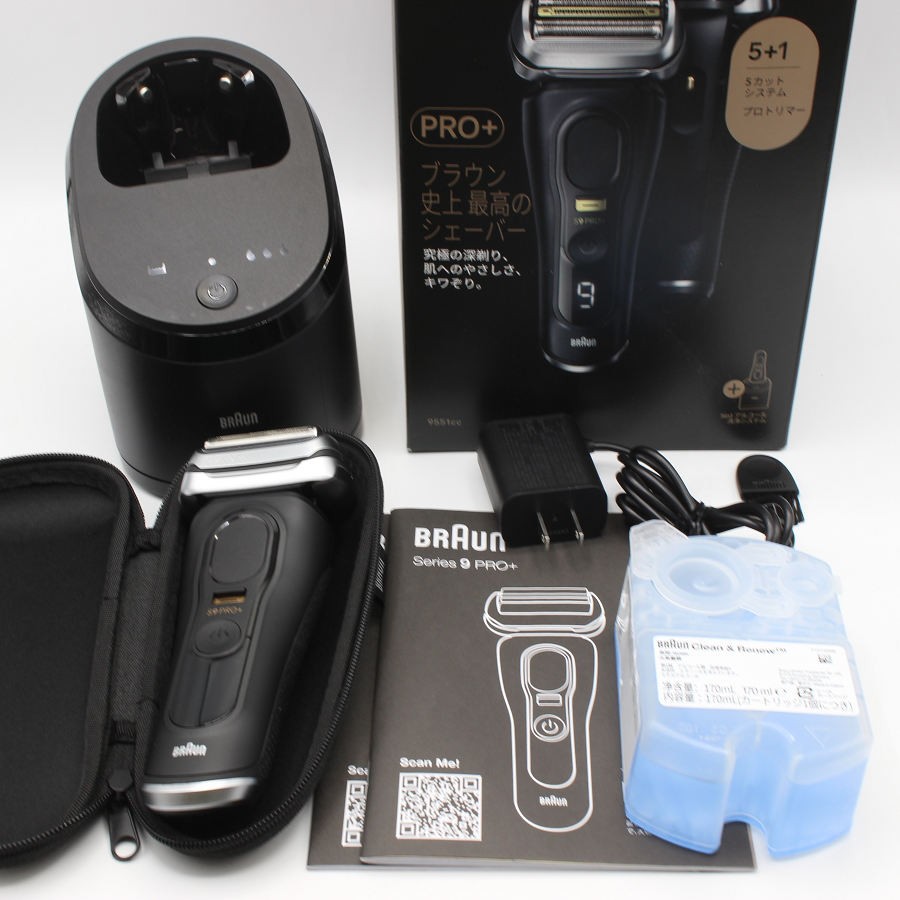 【ポイント2倍！お買い物マラソン】【美品】ブラウン シリーズ9 Pro+ 9551cc ブラック 5+1カットシステム アルコール洗浄システム付き メンズシェーバー BRAUN 本体 【中古】