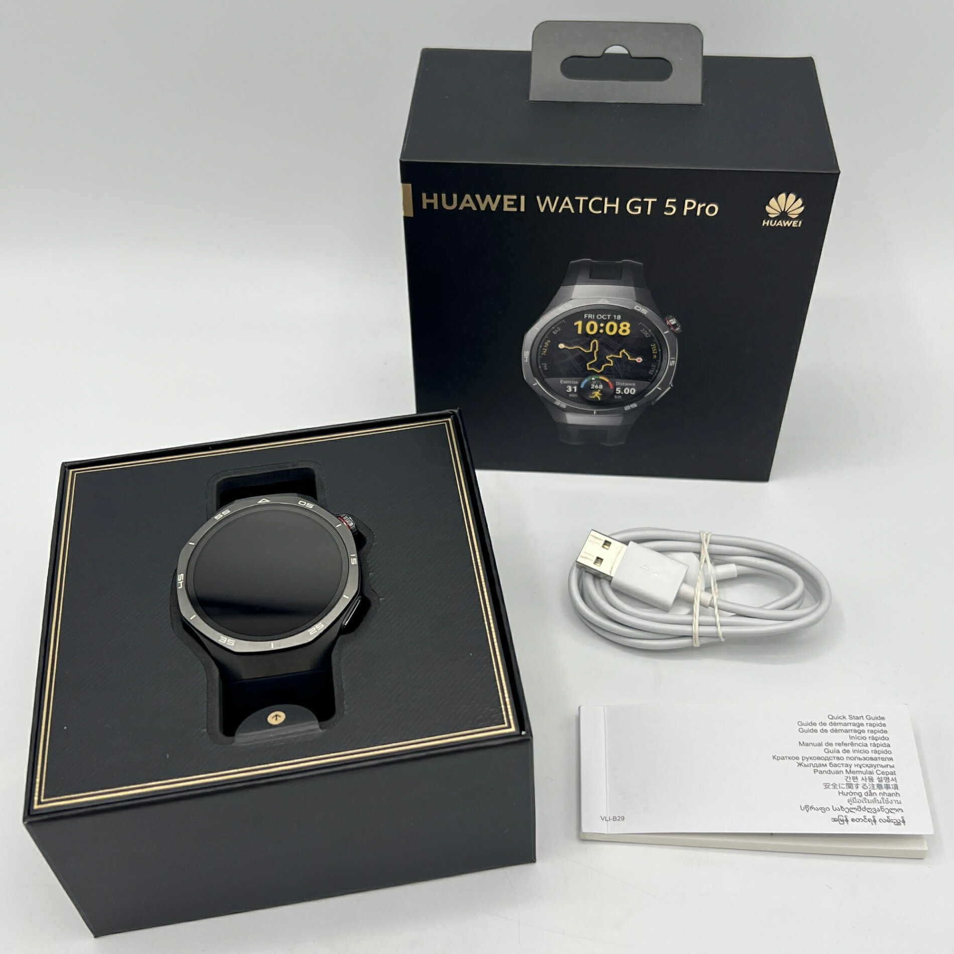 【美品】HUAWEI WATCH GT 5 PRO 46mm VLI-B29 ブラック スマートウォッチ ファーウェイウォッチ 本体 【中古】