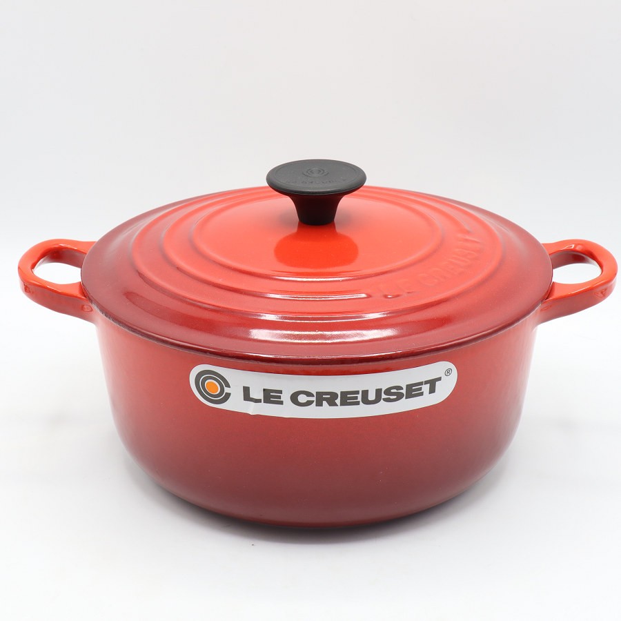 ル・クルーゼ ココット・ロンド 20cm チェリーレッド ホーロー 両手鍋 Le Creuset 本 ...