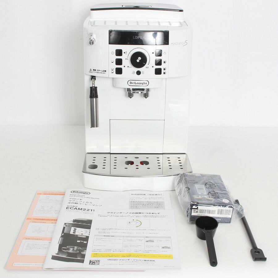 【美品】デロンギ マグニフィカS ECAM22112W ホワイト 全自動エスプレッソマシン コーヒー ...