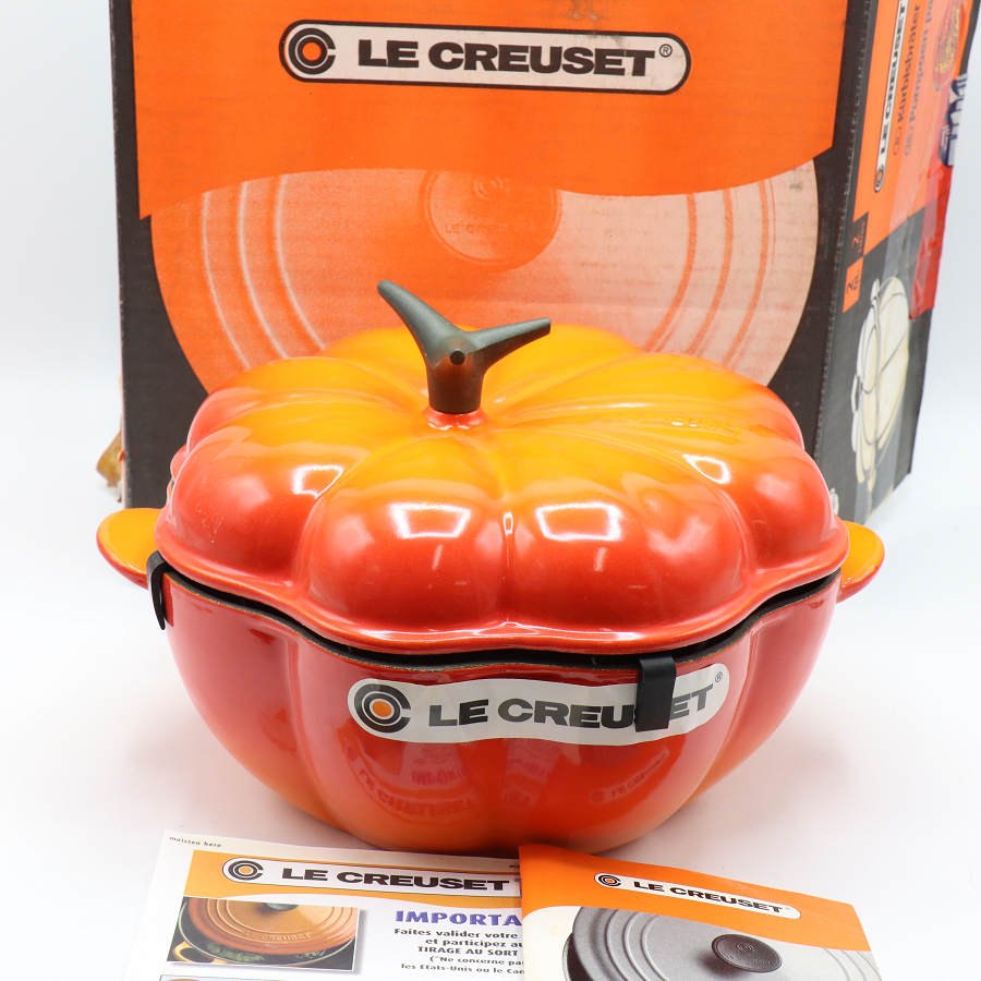 【未使用】ル・クルーゼ ココット パンプキン 22cm ホーロー 両手鍋