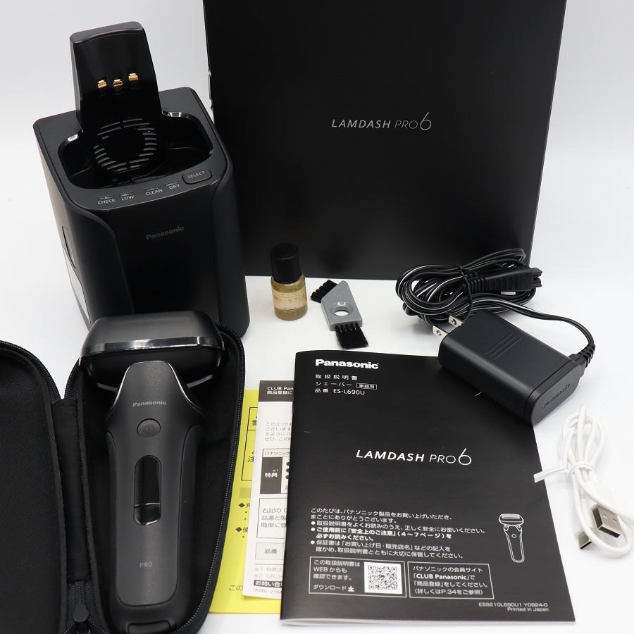 【楽天スーパーSALE！限定クーポン】【美品】パナソニック ラムダッシュPRO ES-L690U-K クラフトブラック 6枚刃 メンズシェーバー Panasonic 本体 【中古】