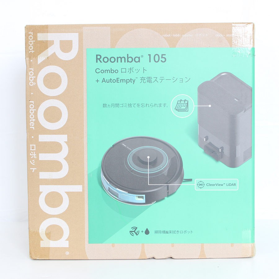 【楽天スーパーSALE！限定クーポン】【未使用】iRobot ルンバ 105 コンボ +AutoEmpty Y351060 ブラック ロボット掃除機 アイロボット Roomba 本体