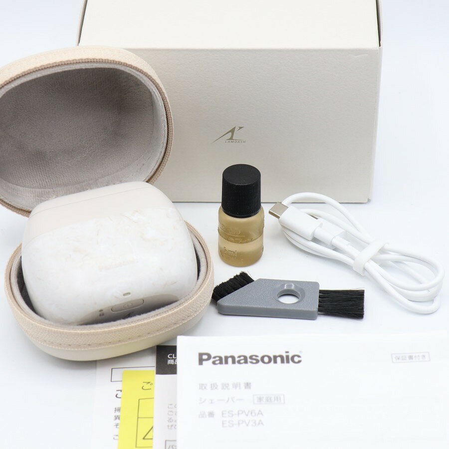 【美品】パナソニック ラムダッシュ パームイン ES-PV6A-W マーブルホワイト メンズシェーバー 5枚刃 Panasonic 本体 【中古】