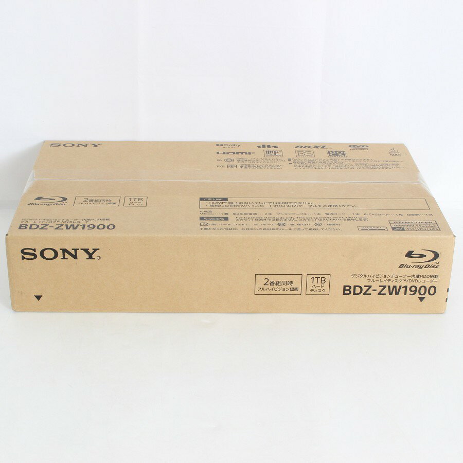【未使用】SONY BDZ-ZW1900 ブルーレイレコーダー 1TB 2番組同時録画 ソニー 本体