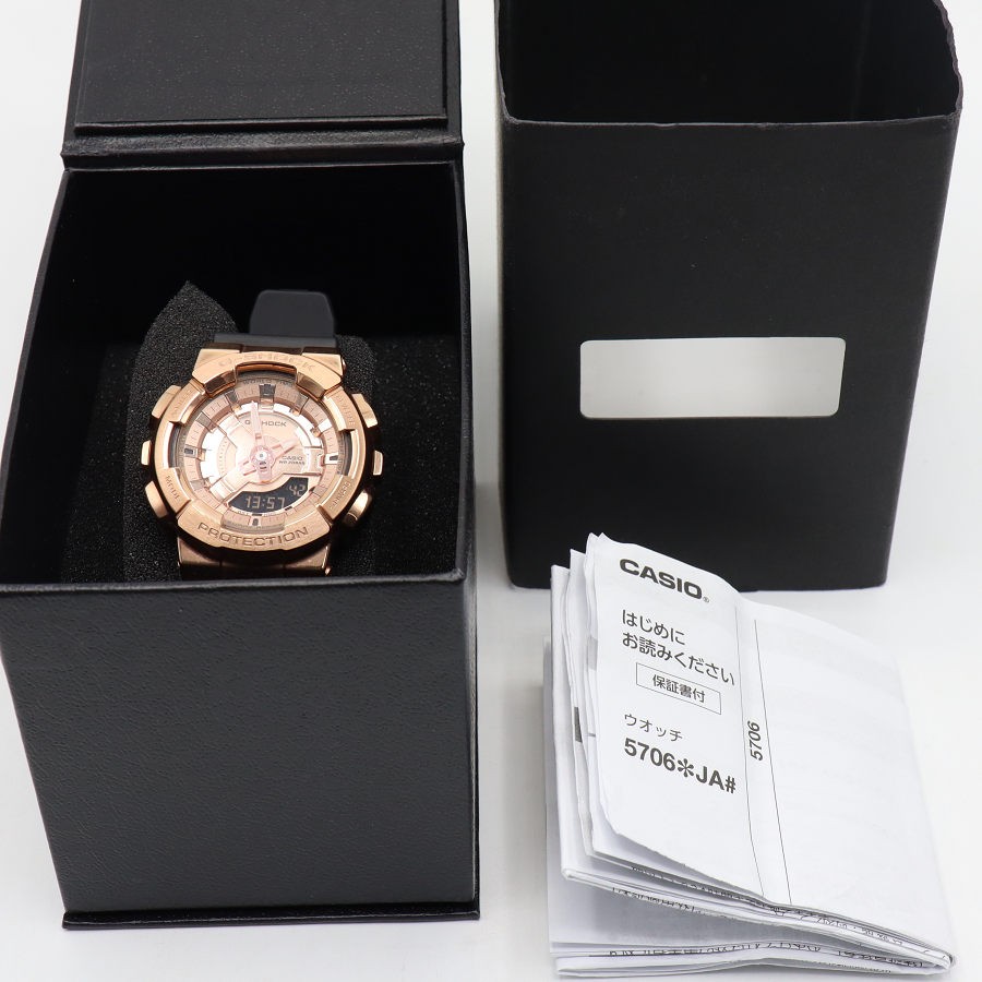 樂天商城 - 【ポイント2倍！お買い物マラソン】【美品】CASIO G-SHOCK GM-S110PG-1AJF アナログコンビモデル110シリーズ レディース メタルカバード ブラック×ピンクゴールド ジーショック 本体 【中古】