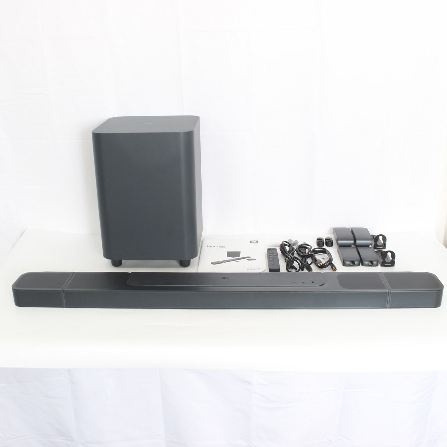 樂天商城 - 【美品】JBL BAR 1000 JBLBAR1000PROBLKJN ブラック サウンドバー 完全ワイヤレスサラウンドシステム 7.1.4ch Dolby Atmos対応 ジェービーエル 本体 【中古】