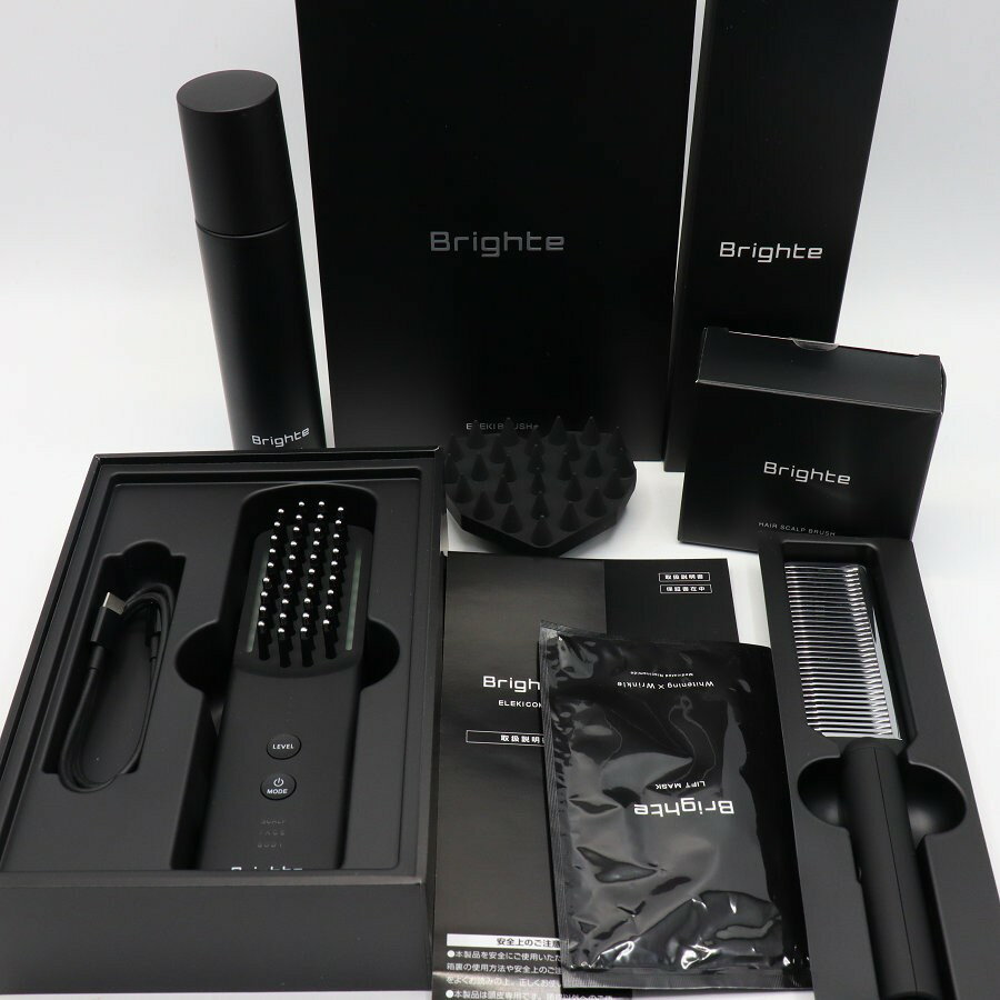樂天商城 - 【美品】Brighte ELEKI BRUSH+ BRT-FSB180 エレキコーム+スカルプブラシ付き 美顔器 EMS フェイスケア ブライト エレキブラシ 本体 【中古】