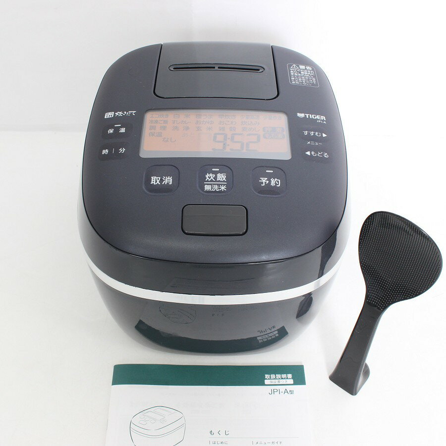 【美品】タイガー 炊きたて ご泡火炊き JPI-A100-KO オフブラック 5.5合炊 圧力IH炊飯器 TIGER 本体 【中古】