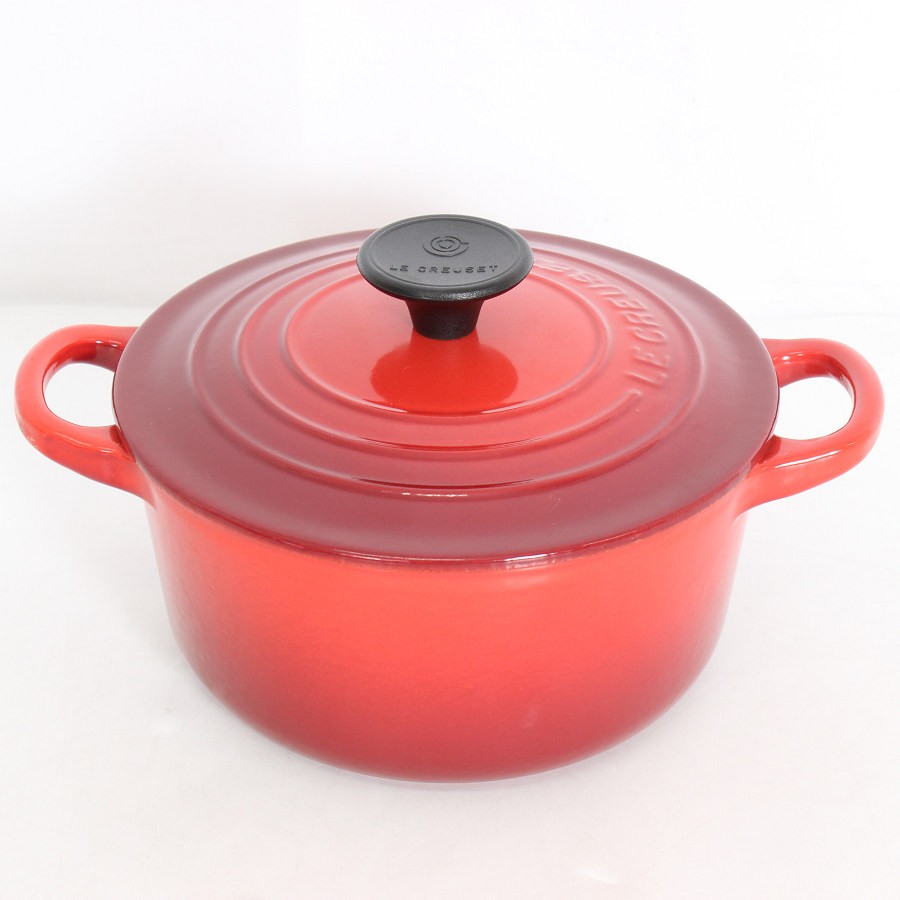 樂天商城 - 【お買い物マラソン！限定クーポン】【美品】ル・クルーゼ ココット・ロンド 16cm チェリーレッド ホーロー鍋 両手鍋 Le Creuset 本体 【中古】