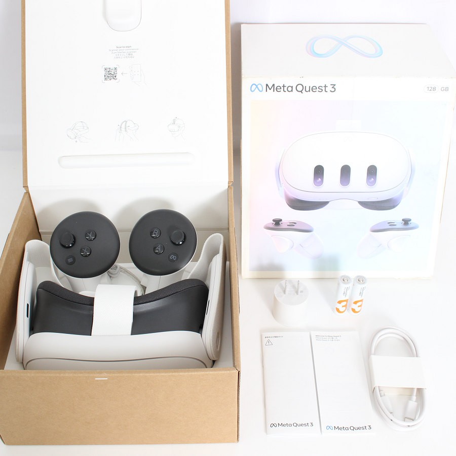 【美品】Meta Quest 3 128GB VR ヘッドマウントディスプレイ ヘッドセット メタクエスト3 899-00591-01 Oculus 本体 【中古】