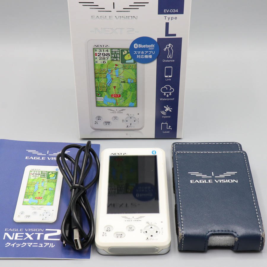 ■商品名 EAGLE VISION NEXT2 EV-034 ホワイト ゴルフナビ イーグルビジョン ネクスト 本体 ■商品状態 【B】一般的な使用感のある商品 ・本体側面には使用に伴う色あせがございます。 ・動作確認済みのためご購入後はすぐにご使用いただけます。 ・自社で梱包して発送いたします。 ※付属品は画像にあるものが全てとなります。 ■元箱・説明書について ・元箱：あり ・説明書：あり（クイックマニュアル） ・保証書：あり（印字なし） ■商品ランク説明 当店が定める商品ランクは下記の商品状態からランク分けをおこなっております。 【N】未使用品 【S】数回使用程度の美品 【A】大きなダメージもなく程度良好の美品 【B】一般的な使用感のある商品 【C】傷、汚れがあり使用感を感じるUSED品 【D】傷・汚れなどが多く見受けられる難有品 【E】ジャンク品 ■発送について ・佐川急便でお支払い確認後、2営業日以内に発送いたします。 ※沖縄県及び離島のお客様はゆうパックでの【着払い】となりますので予めご了承ください。 ■古物商許可証 【大阪府公安委員会：第621010150412号】 ■ご購入の前にお読みください ・当店の明らかな商品説明の記載ミス等でない限り、ご購入後の返金・返品等の対応はできません。 ・ご購入後、3日以上ご連絡が取れないお客様につきましては、誠に勝手ながら購入の意思なしと判断し、キャンセル扱いとさせていただく場合がございますので予めご了承ください。 ■返金・返品について ・購入した商品と異なる場合 ・説明欄に記載のない大きなダメージがあった場合 ・サイズや記載と違うお色の場合 ・初期動作不良があった場合 上記の内容に該当する場合のみ返金・返品をお受けいたします。 ※若干の状態の違いなどの個人的主観、ご注文間違いやスペックの認識の相違、思っていた商品と違うなど、個人的な理由での返品はお受けできません。 ■商品番号 062176