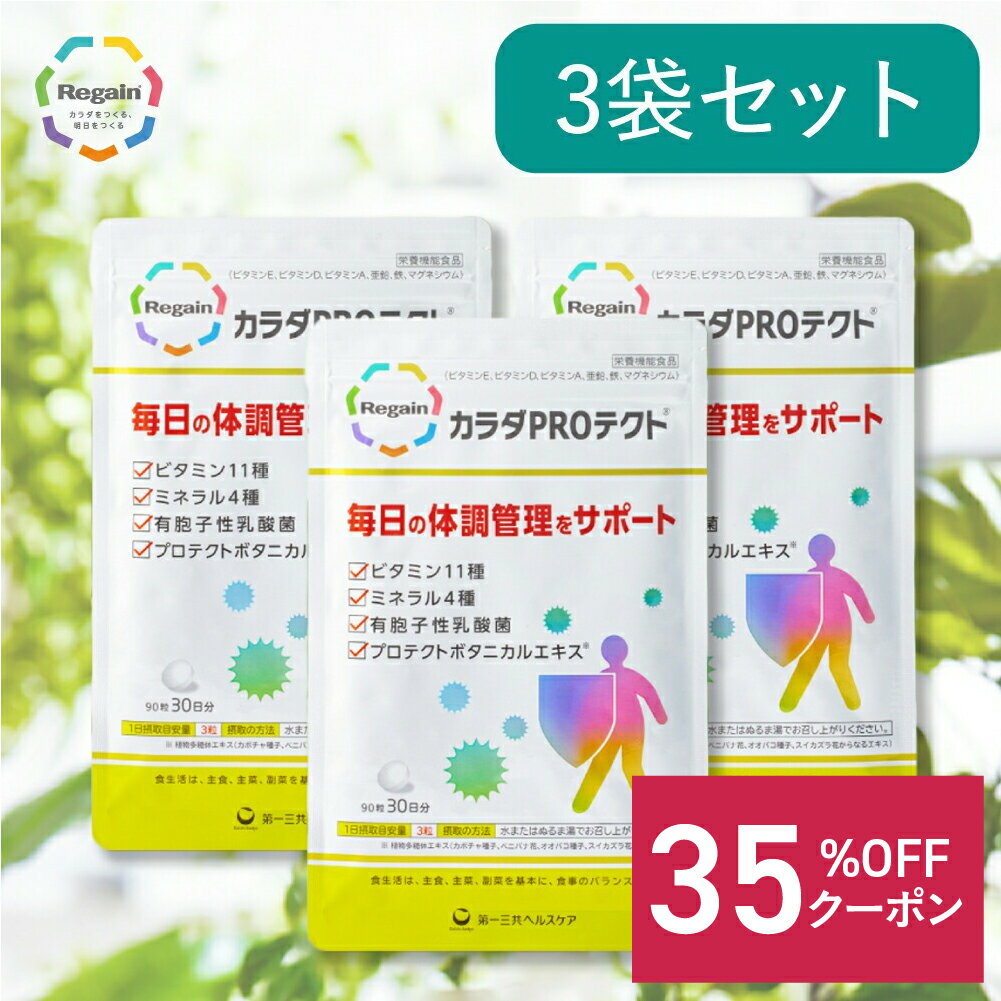 ＼★11/20 20:00~限定クーポン配布中★／【公式】 リゲイン カラダPROテクト 3袋【リゲイン公式】［ 健康 ヘルスケア 栄養機能食品 ビタミン］90錠 / 1袋（30日分）