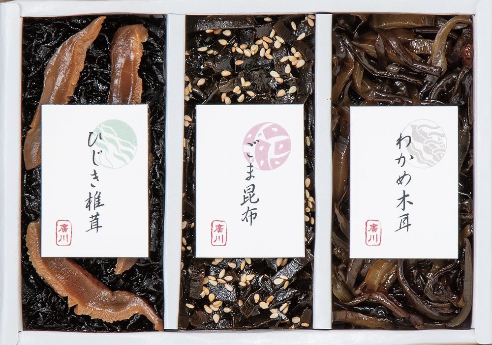 Laver Boiled In Soy - 廣川昆布 御昆布 3品佃煮詰合せ（KB-10） ギフト プレゼント 結婚 出産 内祝い お祝い 出産内祝い お返し お祝い返し 香典返し 引っ越し ご挨拶 快気祝い 入学 就職 退職 贈答品 200-41 ★