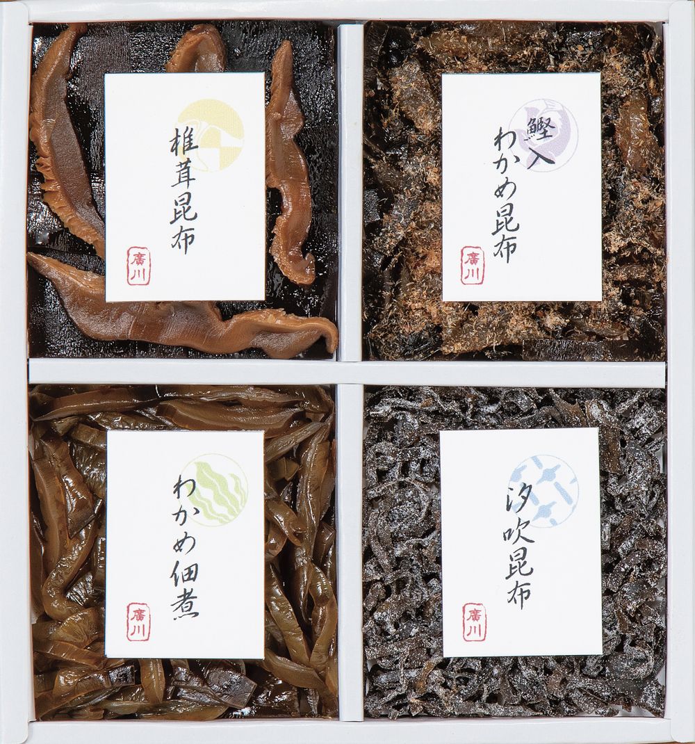 乐天商城 - 廣川昆布 御昆布 4品佃煮詰合せ（KB-15） ギフト プレゼント 結婚 出産 内祝い お祝い 出産内祝い お返し お祝い返し 香典返し 引っ越し ご挨拶 快気祝い 入学 就職 退職 贈答品 200-42 ★