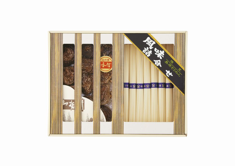 乐天商城 - 乾物家 国産椎茸と手延そうめん御詰合せ ギフト プレゼント 結婚 出産 内祝い お祝い 出産内祝い お返し お祝い返し 香典返し 引っ越し ご挨拶 快気祝い 入学 就職 退職 贈答品 KBY-BE3 ★