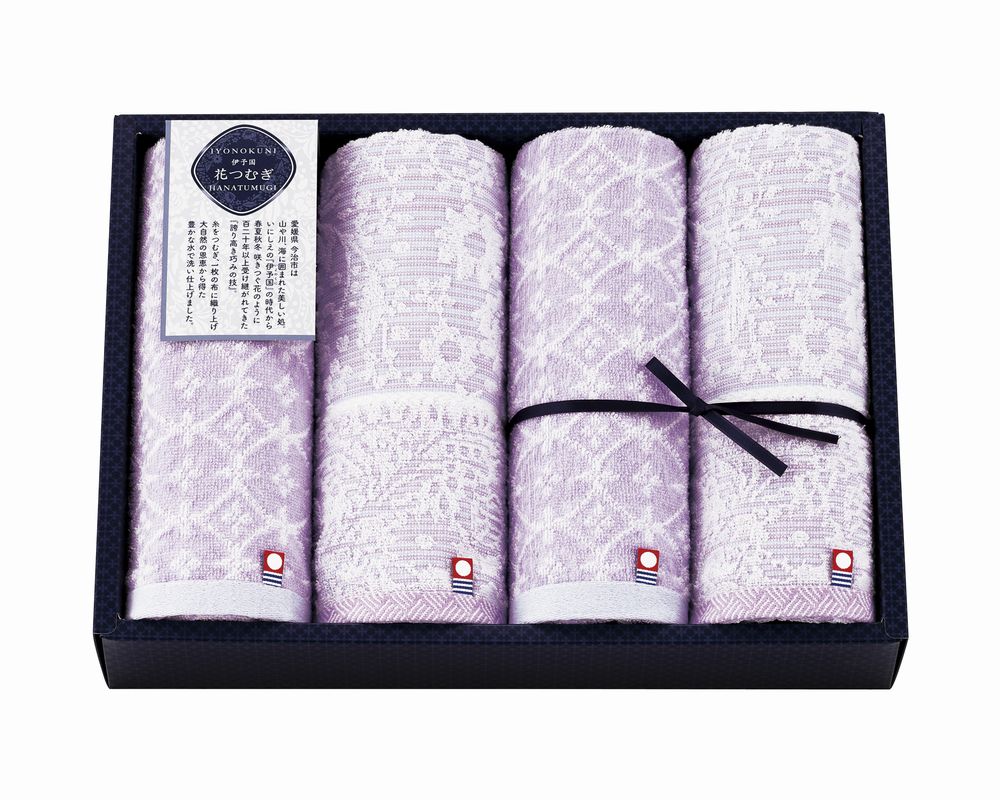 乐天商城 - 伊予国 花つむぎ つむぎ フェイスタオル4P ギフト プレゼント 結婚 出産 内祝い お祝い 出産内祝い お返し お祝い返し 香典返し 引っ越し ご挨拶 快気祝い 入学 就職 退職 贈答品 IH-5031