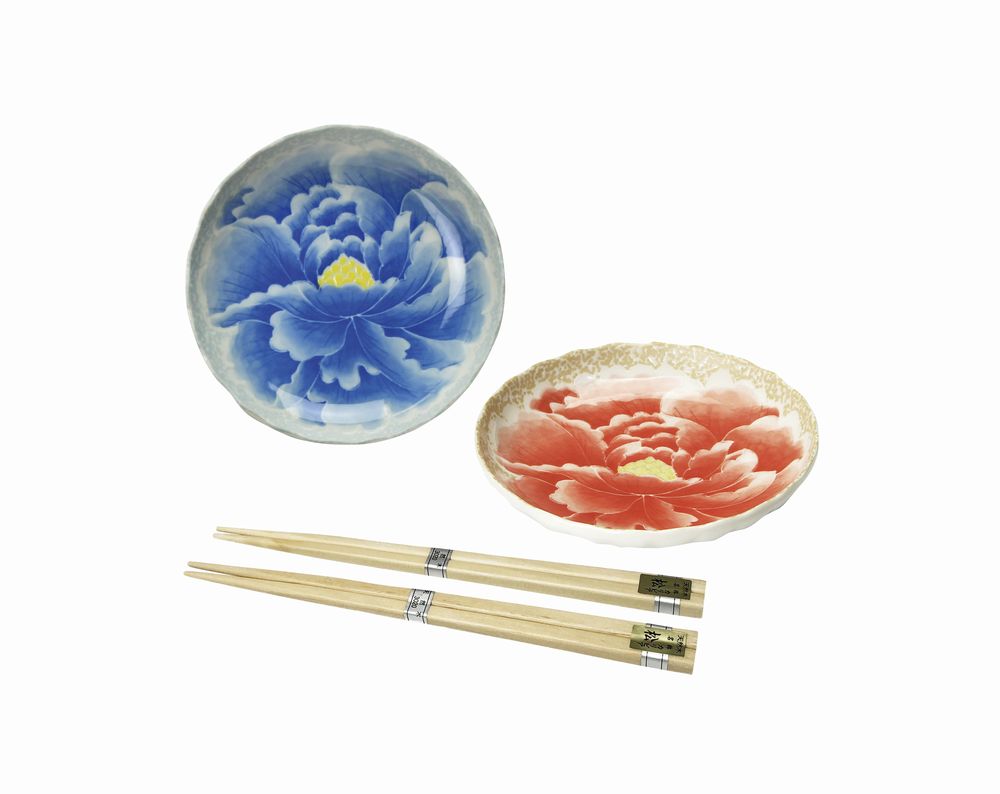 乐天商城 - 桃山牡丹 箸付き取皿ペア ギフト プレゼント 結婚 出産 内祝い お祝い 出産内祝い お返し お祝い返し 香典返し 引っ越し ご挨拶 快気祝い 入学 就職 退職 贈答品 BO-101
