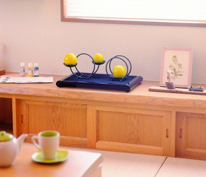 花台 木製 床の間 クリ台 黒丹調 16号:約幅48X奥行31X高さ3.8cm 和風 [2]