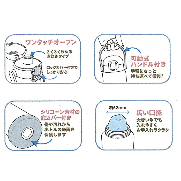 超大容量 保冷専用 mofusand もふさんど ステンレスワンプッシュボトル 水筒 猫 1000ml 1L ストラップハンドル 手持ち マグボトル 魔法瓶 かわいい カップケーキにゃん はちにゃん 学校 会社 ピクニック キャンプ バーベキュー プレゼント お弁当 ランチ モフサンド ぢゅの regalokobe-10004851 REGALO KOBE サンプル画像3