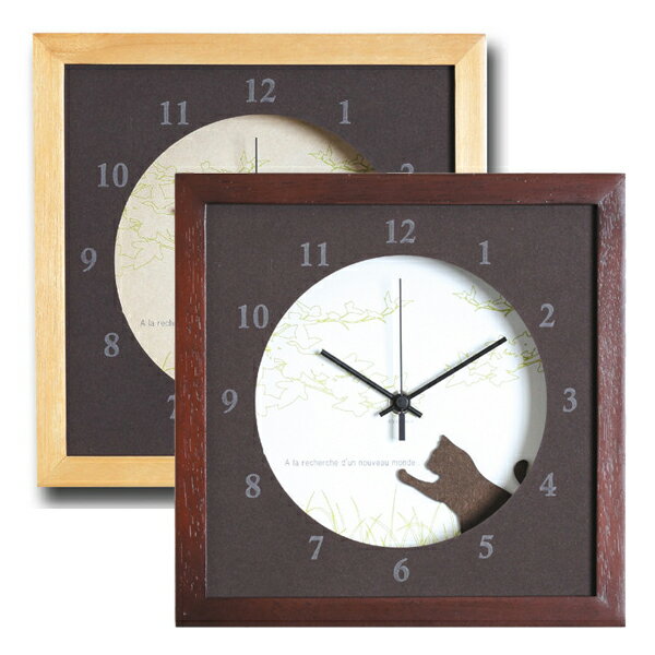 掛時計 ネコ 掛け時計 猫 ねこ 小さめサイズが可愛い北欧テイストのインテリアクロック(時計)VerdureClock/Cat | 時計 レディース おしゃれ ...