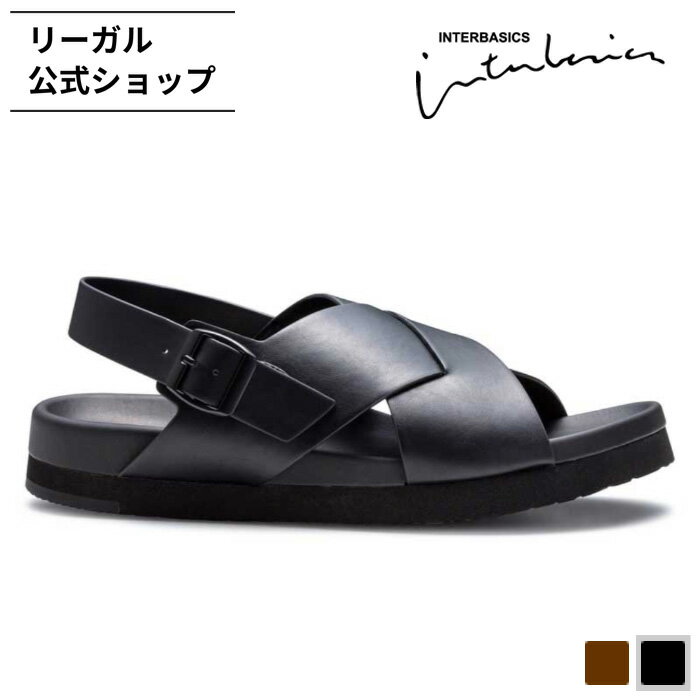  INTER BASICS GJ54 クロスベルトサンダル ブラック サンダル メンズ インターベーシックス REGAL CORPORATION リーガル コーポレーション | 靴 メンズサンダル ブランド 合皮 歩きやすい 疲れにくい 疲れない バックストラップ おしゃれ 夏 大人 かかと オフィス
