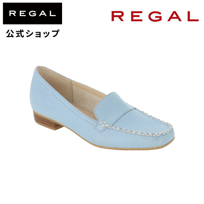 ▼SALE▼ 【公式】 REGAL F22JAE モカパンプス ライトブルー模様 フラットシューズ レディース リーガル