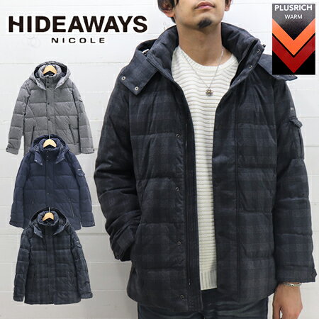 ≪SALE＆送料無料≫HIDEAWAYS NICOLE MENS DOWN JACKET 9565-3732 / ハイダウェイニコル メンズ スウェード起毛撥水加工ダウンジャケット 9565-3732